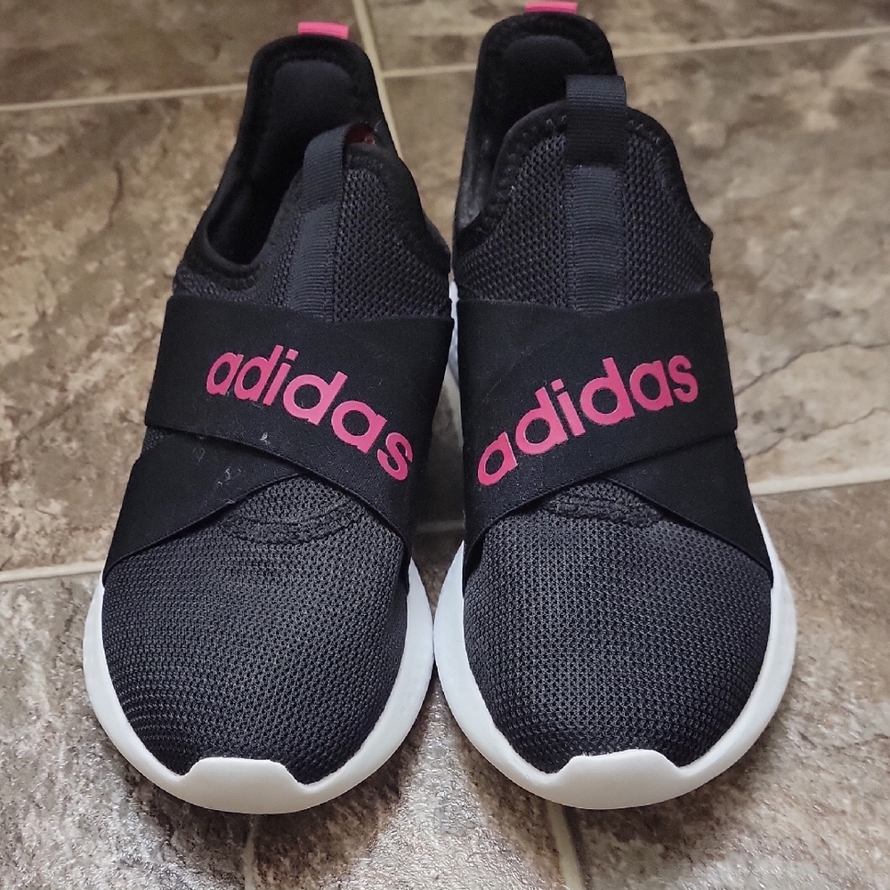 Adidas Black and Pink Mesh Slip-Ons